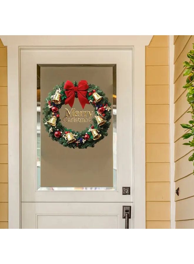 Christmas Bell Wreath Wall Decal Easy Peel Stick Festive Red Green Floral Design Golden Bells Holiday Home Decor - Image 5